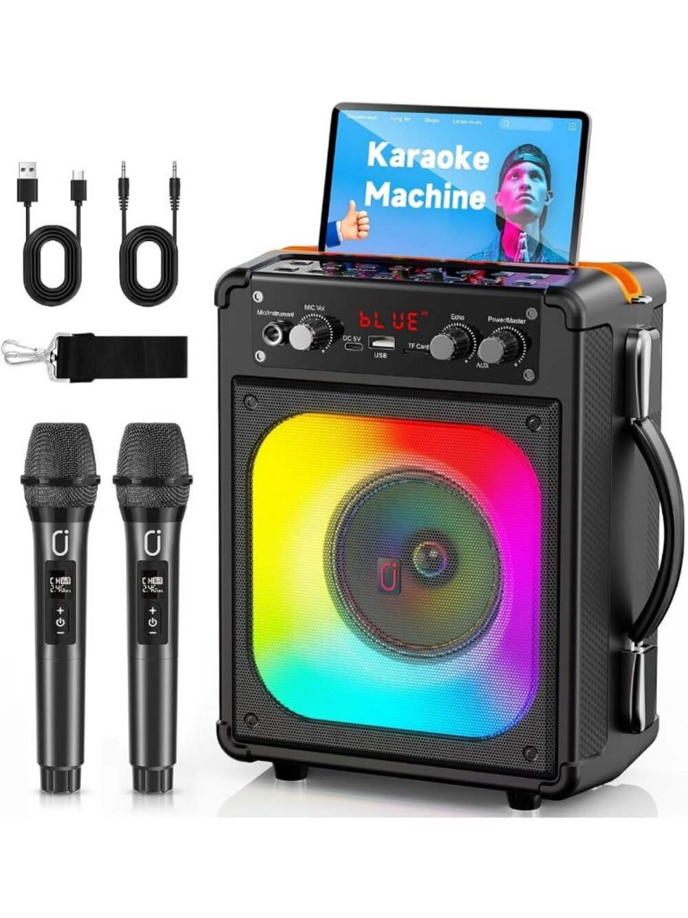 All-in-One Karaoke Machine with 2 Wireless Mics for Kids & Adults - Fun